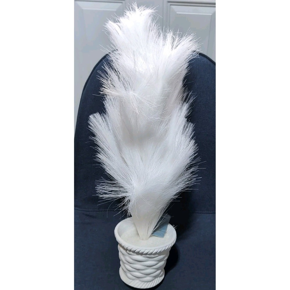 Wayland Square Fake White Pampas Grass Tree in ceramic vase